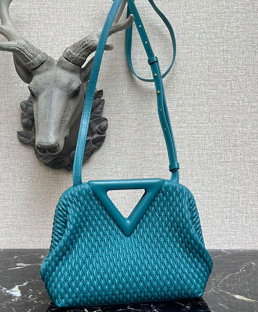 Bottega Veneta Point Top Handle Bag Lambskin Blue